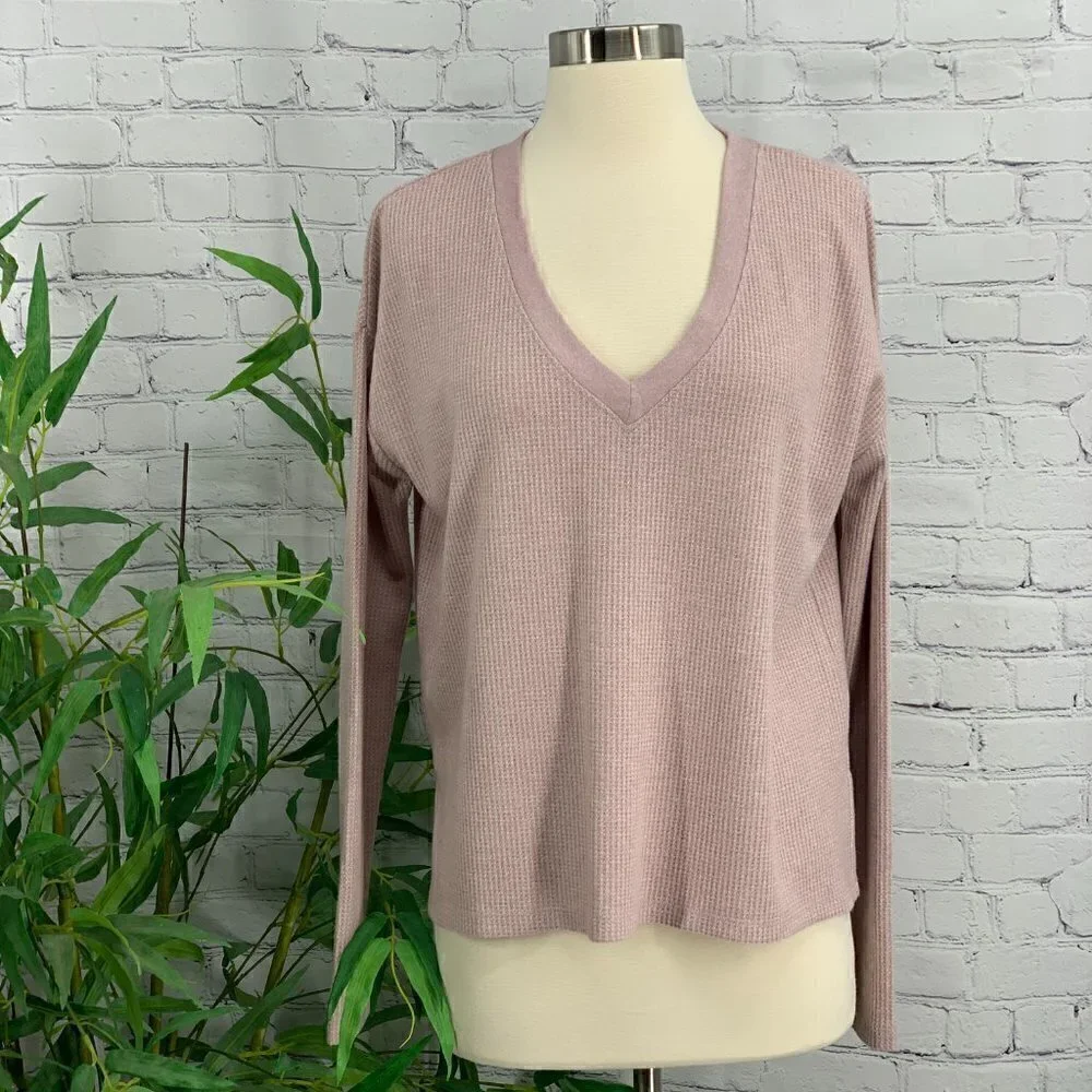 Double Zero Dusty Pink Waffle Knit Lounge Top - Picture 6 of 6